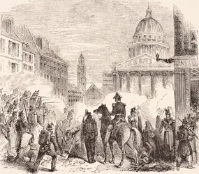 Incident près du Panthéon, Paris, pendant la révolte des ouvriers français du 23-25 juin 1848, de 
